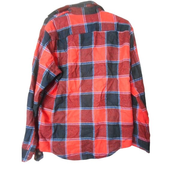 Vintage Sz M blue black Red Plaid long sleeve button front Shirt Rugged Wear - Picture 4 of 4